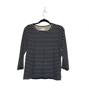 Current/Elliott Gray Reverse Oakland Stripe 100% Cotton 3/4 Sleeve Top 2 Medium